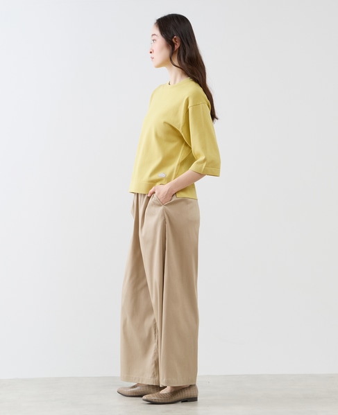 クルーネック5分袖ニットプルオーバー 詳細画像 イエロー 4