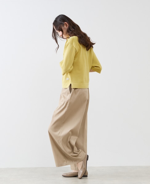 クルーネック5分袖ニットプルオーバー 詳細画像 イエロー 6