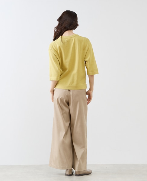 クルーネック5分袖ニットプルオーバー 詳細画像 イエロー 7