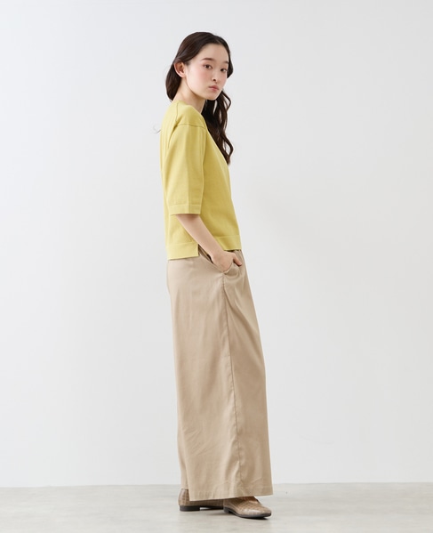 クルーネック5分袖ニットプルオーバー 詳細画像 イエロー 8