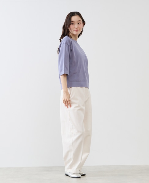 クルーネック5分袖ニットプルオーバー 詳細画像 ブルー 10