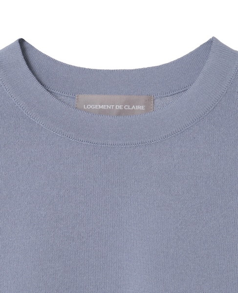 クルーネック5分袖ニットプルオーバー 詳細画像 ブルー 13