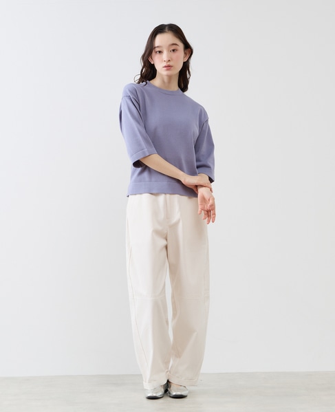 クルーネック5分袖ニットプルオーバー 詳細画像 ブルー 2