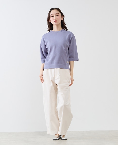 クルーネック5分袖ニットプルオーバー 詳細画像 ブルー 3