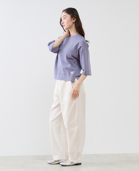 クルーネック5分袖ニットプルオーバー 詳細画像 ブルー 4