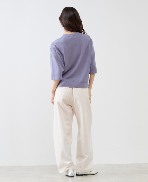 クルーネック5分袖ニットプルオーバー 詳細画像 ブルー 6