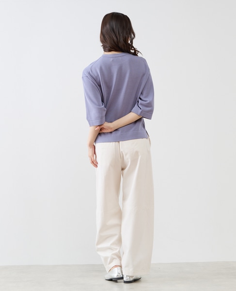 クルーネック5分袖ニットプルオーバー 詳細画像 ブルー 7