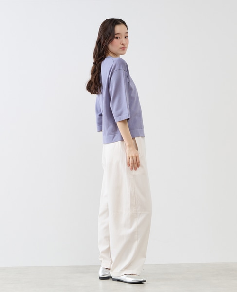 クルーネック5分袖ニットプルオーバー 詳細画像 ブルー 8