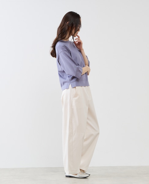 クルーネック5分袖ニットプルオーバー 詳細画像 ブルー 9