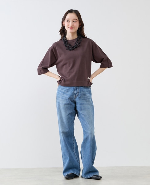 クルーネック5分袖ニットプルオーバー 詳細画像 ダークブラウン 4