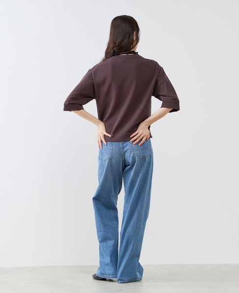 クルーネック5分袖ニットプルオーバー 詳細画像 ダークブラウン 8