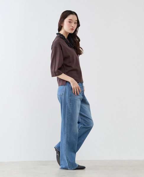 クルーネック5分袖ニットプルオーバー 詳細画像 ダークブラウン 9