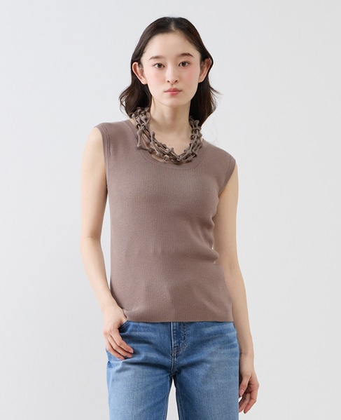 ハイゲージリブノースリーブプルオーバー 詳細画像 ブラウン系その他 1