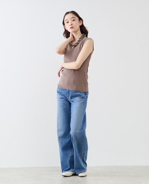 ハイゲージリブノースリーブプルオーバー 詳細画像 ブラウン系その他 4