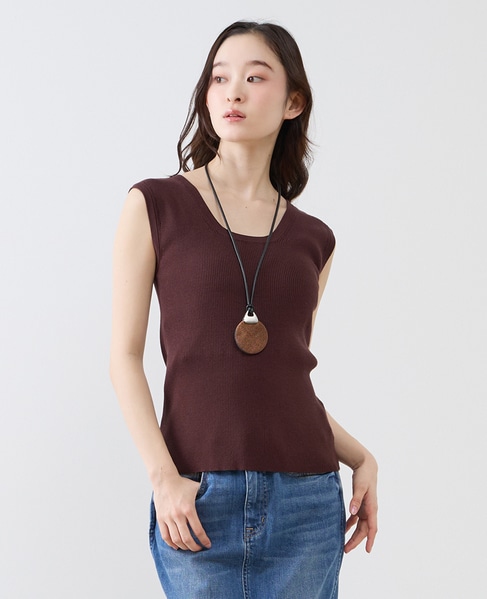 ハイゲージリブノースリーブプルオーバー 詳細画像 ブラウン 1