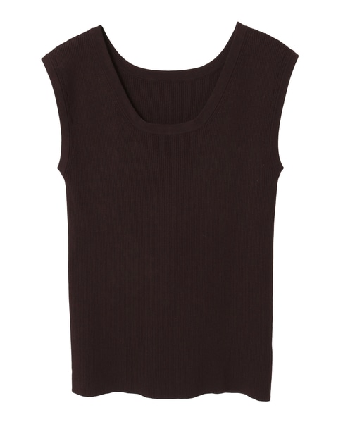 ハイゲージリブノースリーブプルオーバー 詳細画像 ブラウン 12