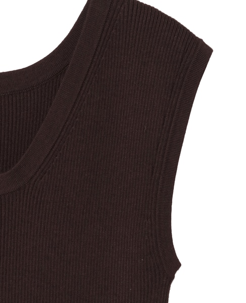 ハイゲージリブノースリーブプルオーバー 詳細画像 ブラウン 15