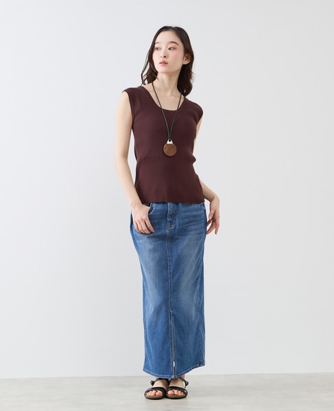 ハイゲージリブノースリーブプルオーバー 詳細画像 ブラウン 2