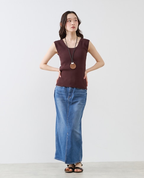 ハイゲージリブノースリーブプルオーバー 詳細画像 ブラウン 4