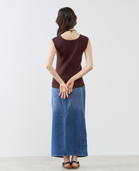 ハイゲージリブノースリーブプルオーバー 詳細画像 ブラウン 8