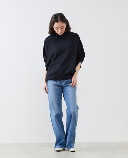 【LOURMARIN】コットンリネン天竺ドルマンニット 詳細画像 ブラック 3