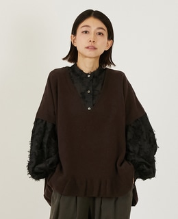 【LOURMARIN】裾フリルVネックジレ