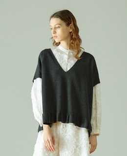 【LOURMARIN】裾フリルVネックジレ