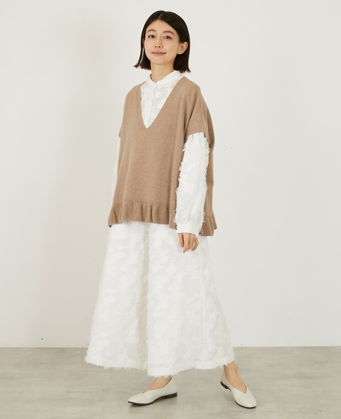 【LOURMARIN】裾フリルVネックジレ 詳細画像 ベージュ 3