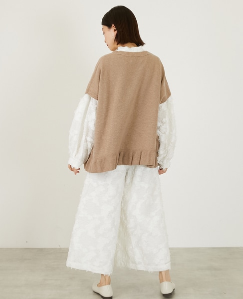 【LOURMARIN】裾フリルVネックジレ 詳細画像 ベージュ 4