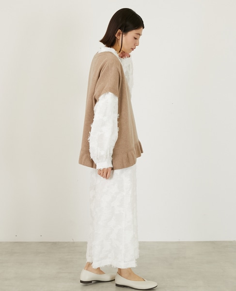 【LOURMARIN】裾フリルVネックジレ 詳細画像 ベージュ 5