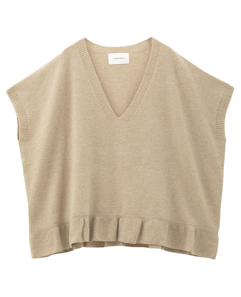 【LOURMARIN】裾フリルVネックジレ 詳細画像 ベージュ 9