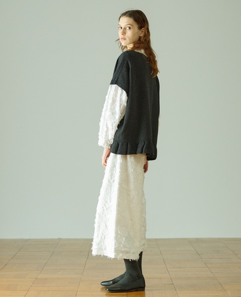 【LOURMARIN】裾フリルVネックジレ 詳細画像 チャコールグレー 3