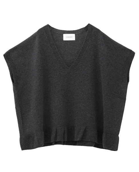 【LOURMARIN】裾フリルVネックジレ 詳細画像 チャコールグレー 4