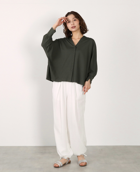 【LOURMARIN】Vネックドルマンカーデ 詳細画像 カーキ 2