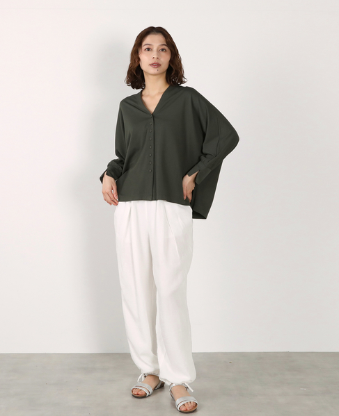 【LOURMARIN】Vネックドルマンカーデ 詳細画像 カーキ 3