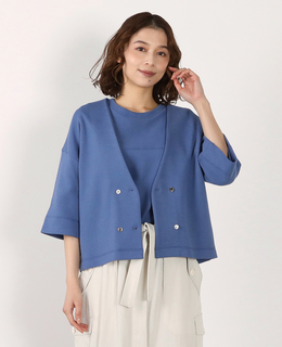 ダブル6分袖カーディガン