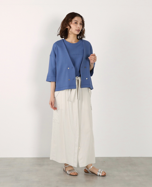 ダブル6分袖カーディガン 詳細画像 ブルー 12