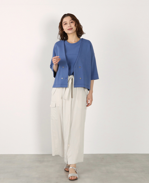 ダブル6分袖カーディガン 詳細画像 ブルー 13