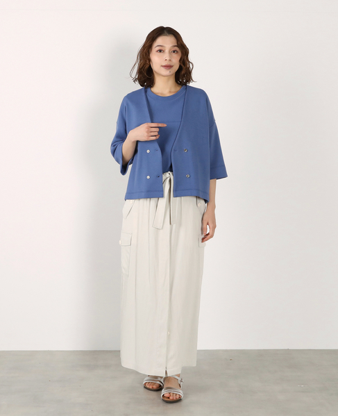 ダブル6分袖カーディガン 詳細画像 ブルー 3