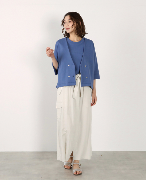 ダブル6分袖カーディガン 詳細画像 ブルー 4