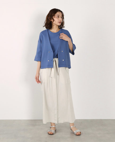 ダブル6分袖カーディガン 詳細画像 ブルー 5