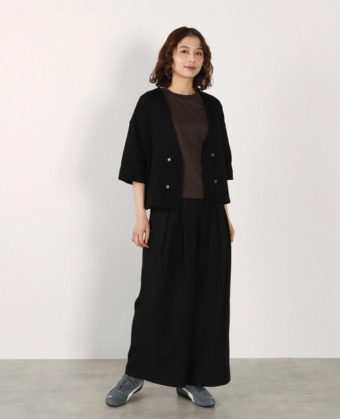 ダブル6分袖カーディガン 詳細画像 ブラック 10