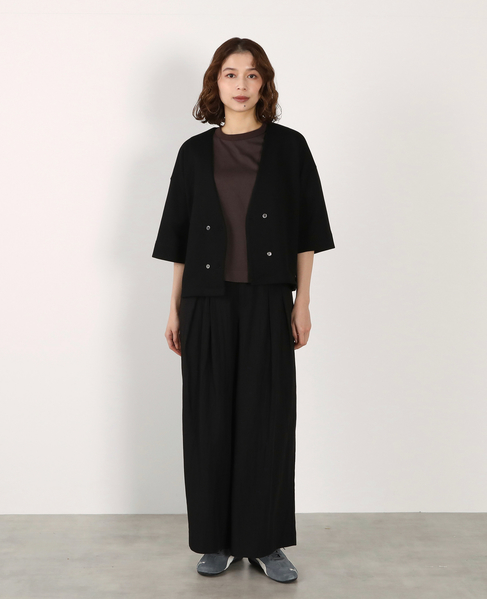 ダブル6分袖カーディガン 詳細画像 ブラック 3