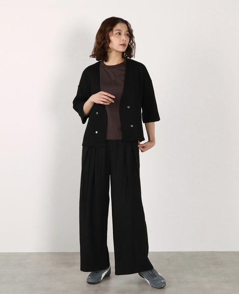 ダブル6分袖カーディガン 詳細画像 ブラック 4