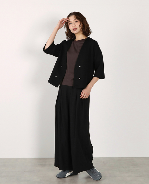 ダブル6分袖カーディガン 詳細画像 ブラック 5