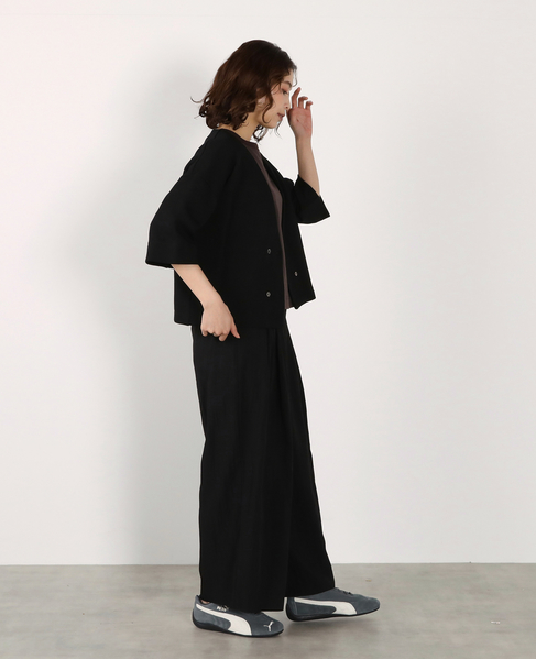 ダブル6分袖カーディガン 詳細画像 ブラック 8