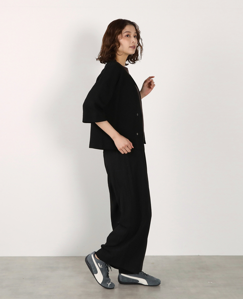 ダブル6分袖カーディガン 詳細画像 ブラック 9