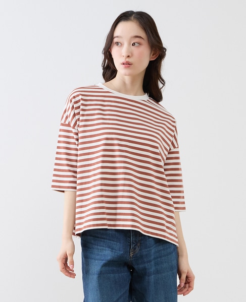 リラックス5分袖Tシャツ 詳細画像 ブラウン 1