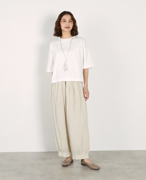 5分袖モックネックTシャツ 詳細画像 オフホワイト 2