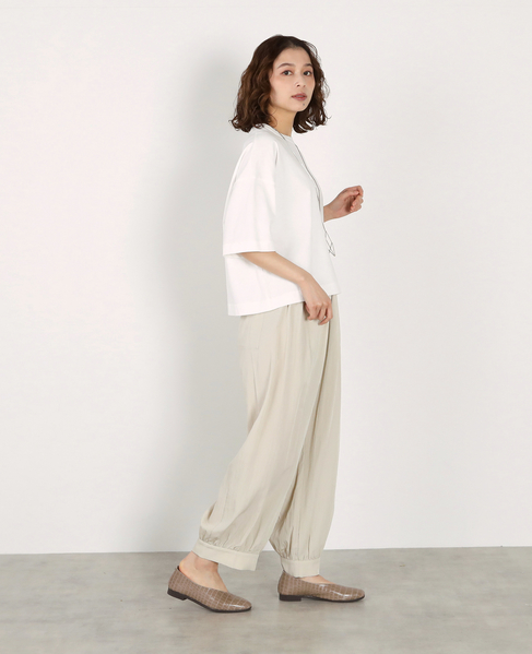 5分袖モックネックTシャツ 詳細画像 オフホワイト 7